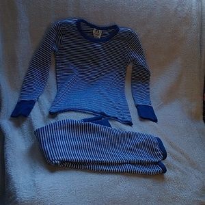 Girls Blue & White Striped Pajamas